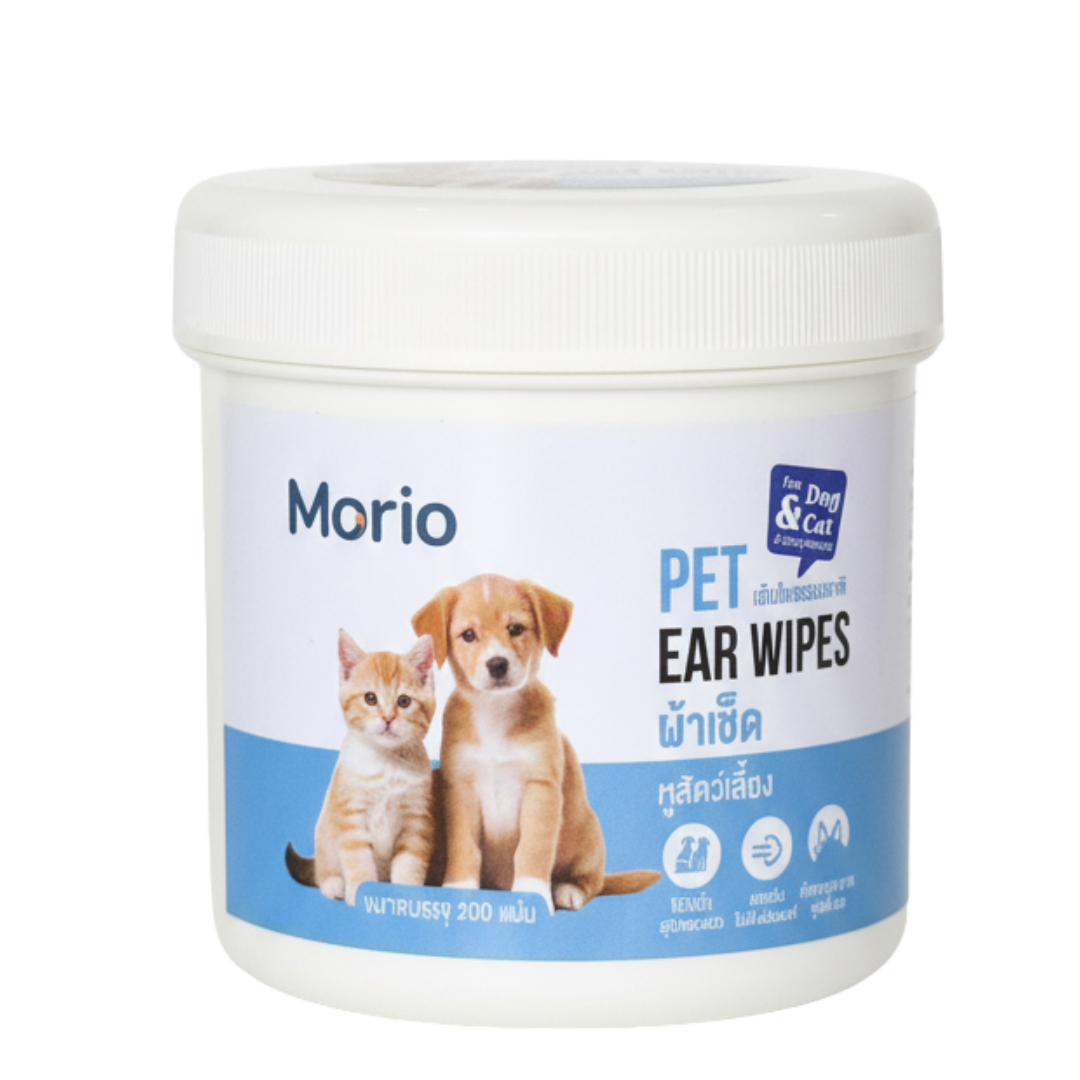ผ้าเช็ดทำความสะอาดสัตว์เลี้ยง Morio pet ear wipes